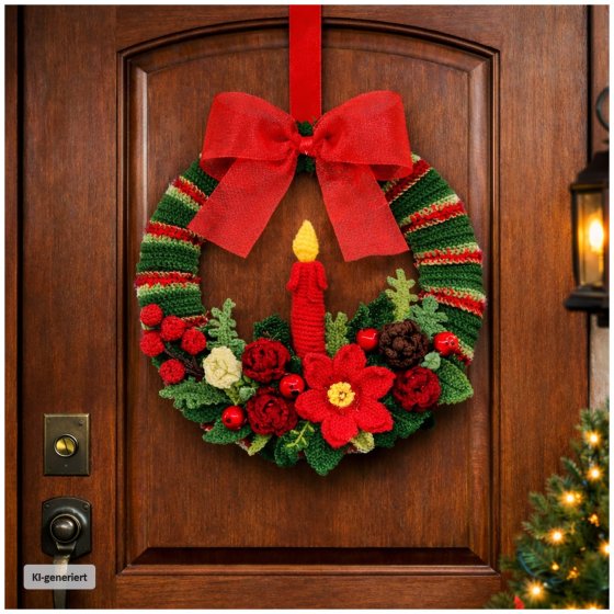 Weihnachtskranz Häkelset DIY Bastelset 30 cm mit Zubehör 