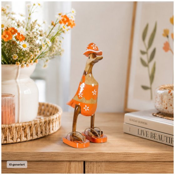 Dekoente Quakalina Beach aus Holz 25 cm Orange Sommerliche Landhaus Dekoration 