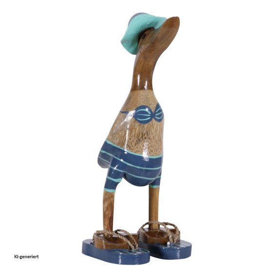 Dekoente Bikini-Berta Schnabelsonne aus Holz 25 cm Sommerliche Badeenten Deko 