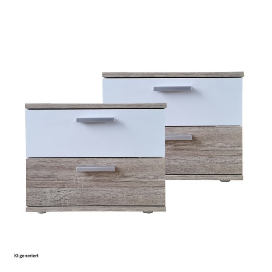 Nachtschrank 2er Set Sonoma Weiß 