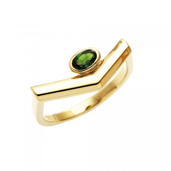 Ring 925 Sterling Silber vergoldet Glänzend grün 