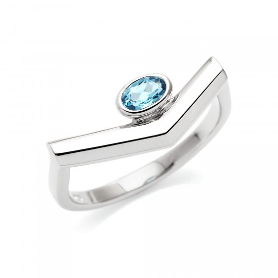Ring 925 Sterling Silber rhodiniert Glänzend Topas blau 