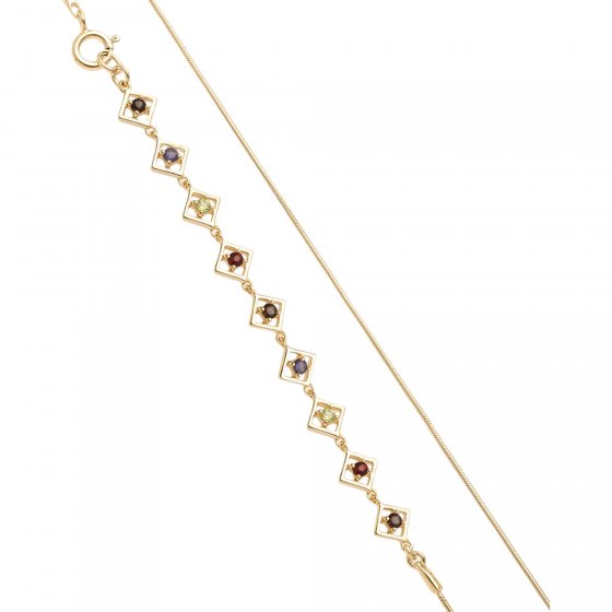 Armband 925 Sterling Silber vergoldet glänzend Granat Peridot Quarz 