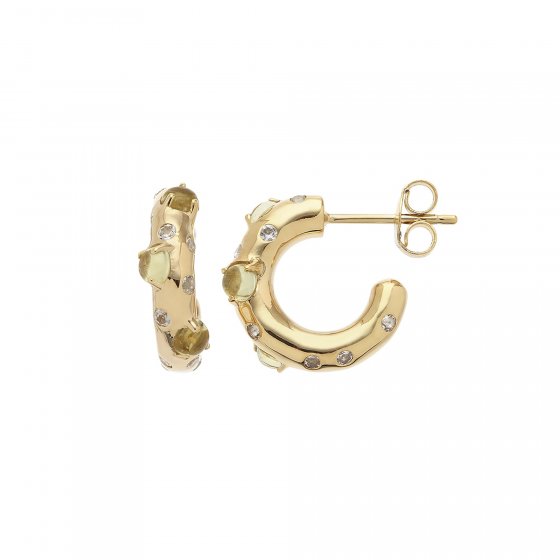 Creolen 925 Sterling Silber vergoldet Glänzend Topas Quarz grün 