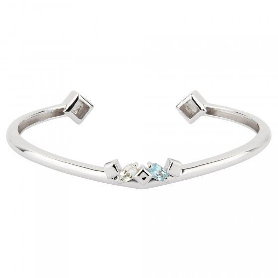 Armband 925 Sterling Silber rhodiniert Glänzend Topas blau 