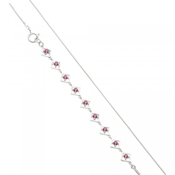 Armband 925 Sterling Silber rhodiniert Glänzend Rhodolith pink 