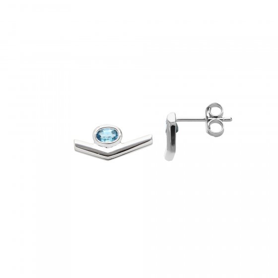 Ohrstecker 925 Sterling Silber rhodiniert Glänzend Topas blau 