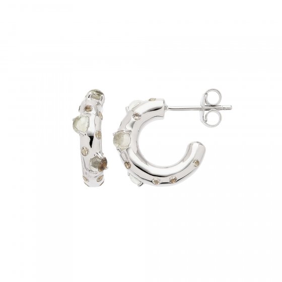 Creolen 925 Sterling Silber rhodiniert Glänzend Amethyst Topas grün 