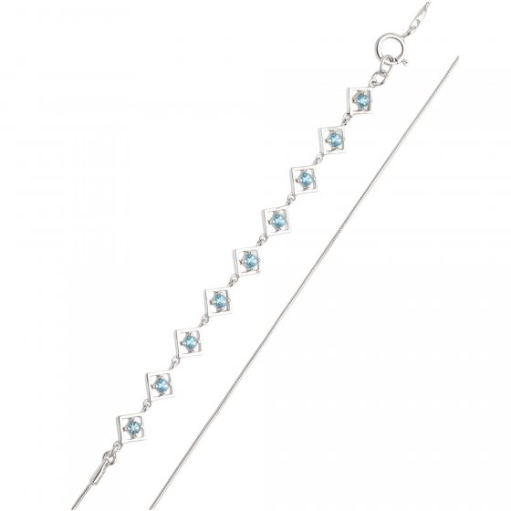 Armband 925 Sterling Silber rhodiniert Glänzend Topas blau 