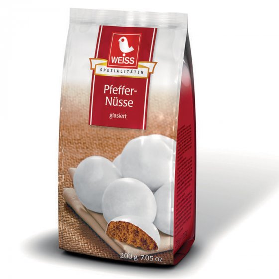 Weiss Pfeffernüsse glasiert würziger Lebkuchen mit Zuckerglasur 200g 