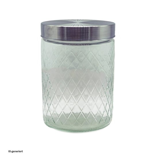 Vorratsglas mit Edelstahldeckel Rauten-Prägung 