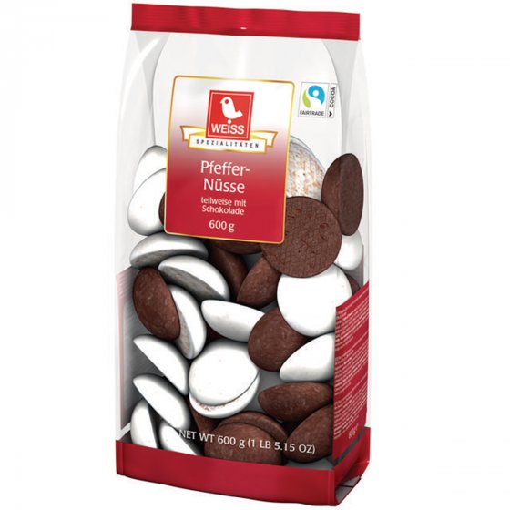 Weiss Pfeffernüsse teilschokoliert köstlich würziger Lebkuchen 600g 
