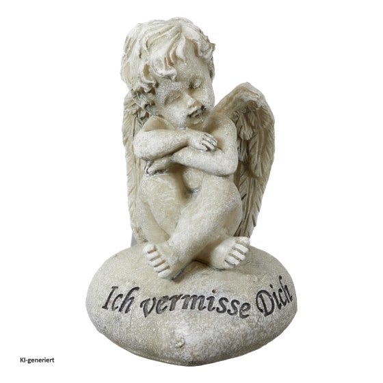 Grabengel, grau "Ich vermisse Dich" 
