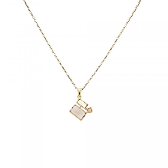 Kette 925 Sterling Silber vergoldet Glänzend Mondstein Rauchquarz 