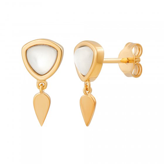 Ohrstecker mit Anhänger 925 Silber vergoldet weißer Mondstein 