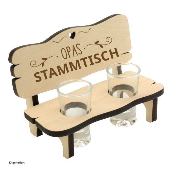 Schnapsbank mit 2 Gläsern Opas Stammtisch 