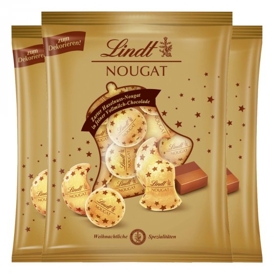 Lindt Nougat Baumbehang Pralinen aus Vollmilchschokolade 100g 3er Pack 