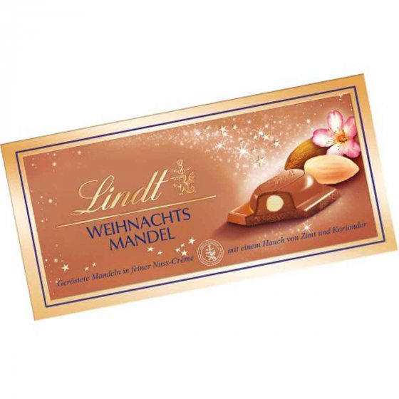 Lindt Weihnachtsschokolade Mandel aus Vollmilch 100g 4er Pack 