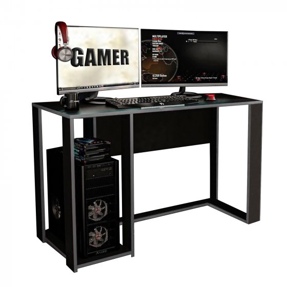 Gamer Schreibtisch Schwarz/Silber