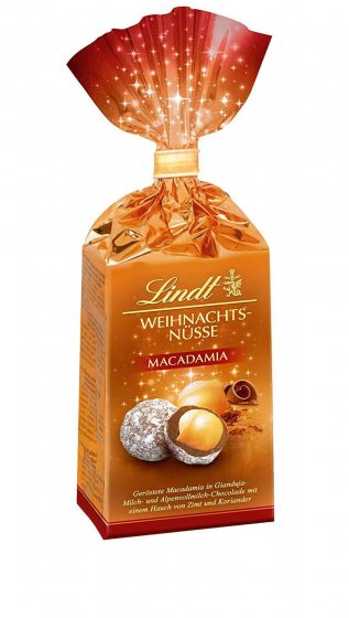 Lindt Weihnachts Nüsse Macadamia in Vollmilchschokolade 100g 