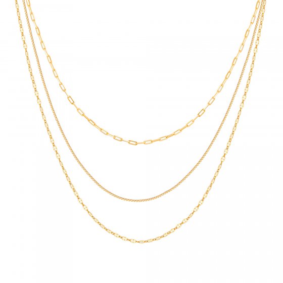 Collier 925 Sterling Silber vergoldet Layering  dreifach 