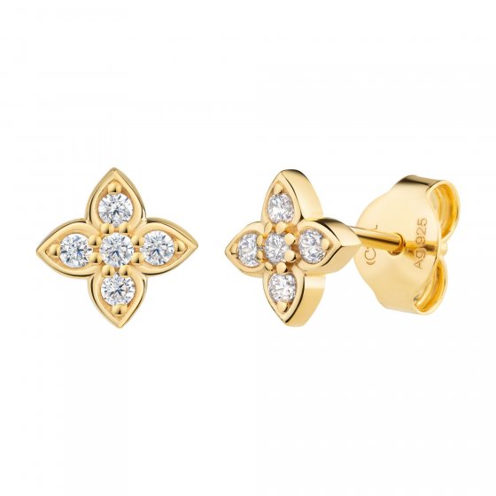 Ohrstecker 925  Silber vergoldet Zirkonia 