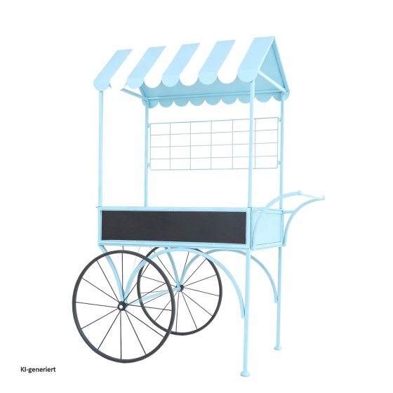 Blumenwagen Vintage Metall blau Dekowagen Buffetwagen auf Rädern 
