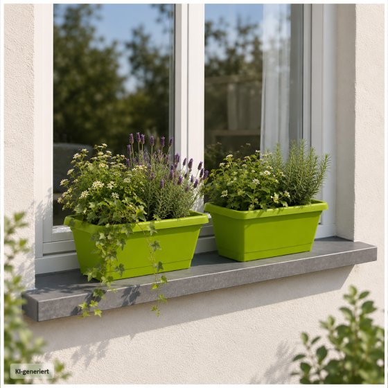 Blumenkasten mit Wasserspeicher 40 cm 2er Set Grün 