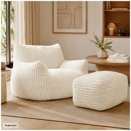 Loungesessel mit Hocker in Weiß 