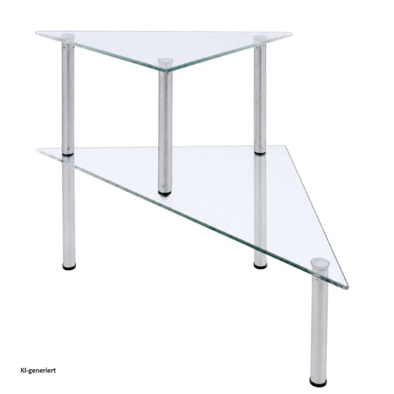 Modernes Glas Eckregal mit Metallgestell 49 x 35 x 33 cm 