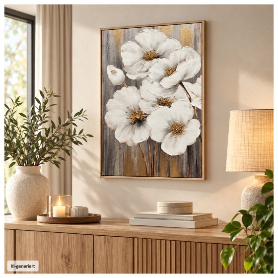 Wandbild Ava „Weiße Blumen“ 50 x 70 cm 