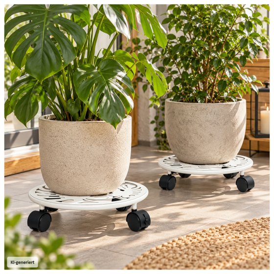 Pflanzenroller Petunia Metall 2er-Set Weiß 