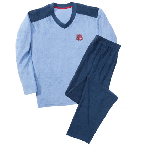 Warmer Frottee-Pyjama XXL | Blau#Hellblau