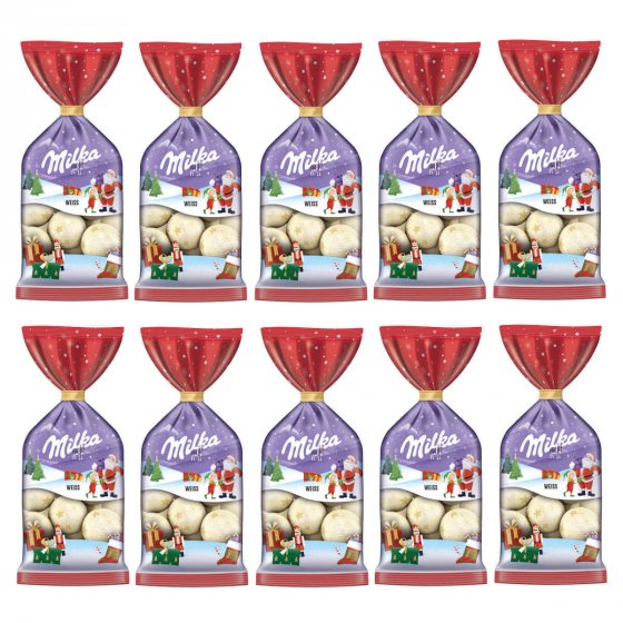 Milka Kugeln aus weißer und Alpenmilchschokolade 100g 10er Pack 