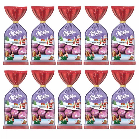 Milka Weihnachtskugeln Knusper Creme aus Alpenmilch 100g 10er Pack 