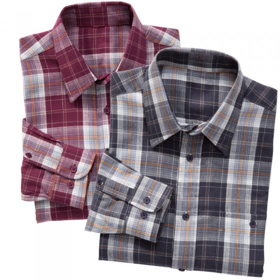 Baumw.Flanellhemd 2er Pack,3XL 3XL | Rot-kariert#Blau-kariert