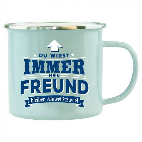 Echter Kerl Emaille Becher Freund 