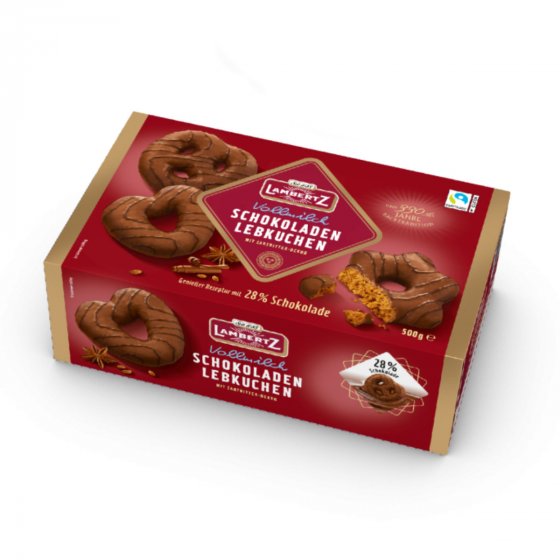 Lambertz Schokoladen Lebkuchen Herzen Sterne Brezeln Vollmilch 500g 