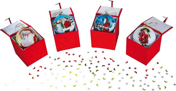 Handbemalte Christbaumkugeln - 4er Pack
