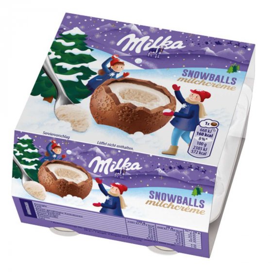 Milka Snow Balls Milchcreme 4x28g gefüllte Kugeln Alpenmilch 112g 