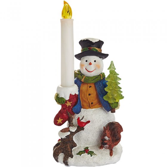 Schneemann mit LED-Kerze