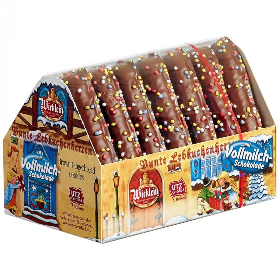 Wicklein Bunte Lebkuchen Herzen Überzug aus Vollmilchschokolade 215g 