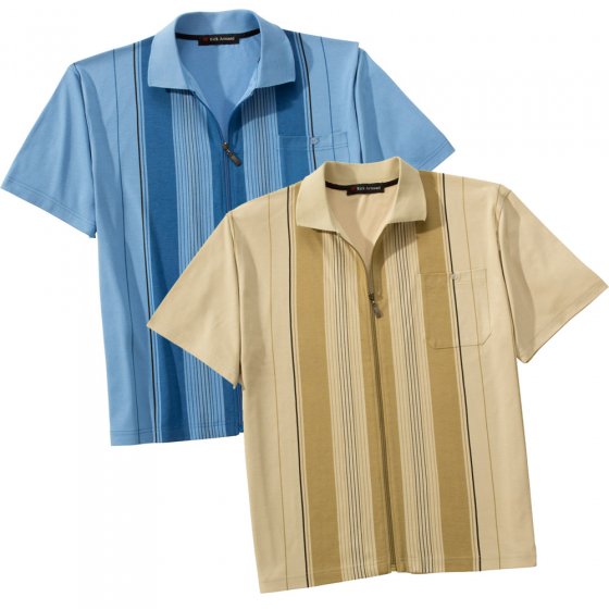 Poloshirt m.Reissver.,Set,M M | Beige#Blau