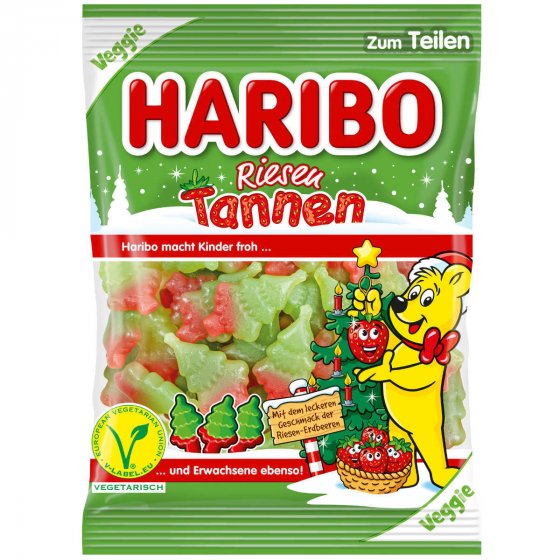 Haribo Riesen Tannen Fruchtgummi mit Erdbeergeschmack veggie 200g 