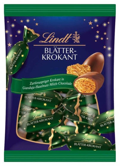 Lindt Blätterkrokant Zapfen Doppeldreh aus Schokolade 90g 4er Pack 