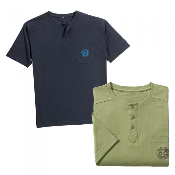 Serafino-Shirt im 2er Pack Beide M | Marine#Grün