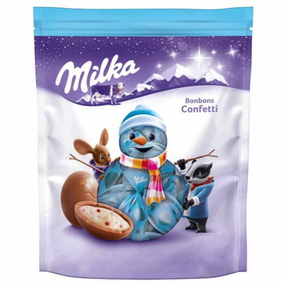 Milka Bonbons Confetti Alpenmilchschokolade mit Milchcremefüllung 86g 