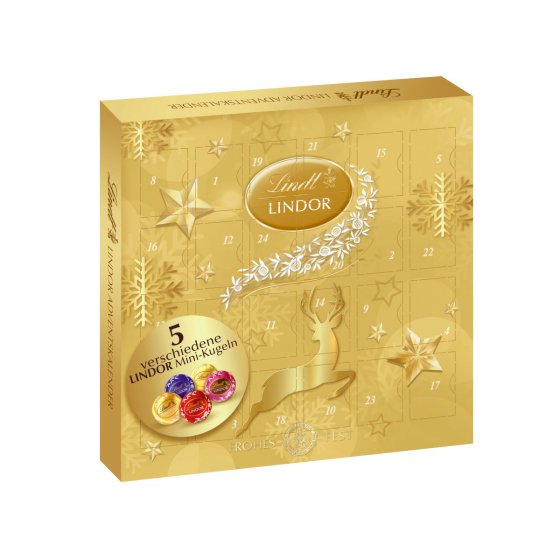 Lindor Mini Adventskalender mit feinsten Lindor Pralinen 109g 