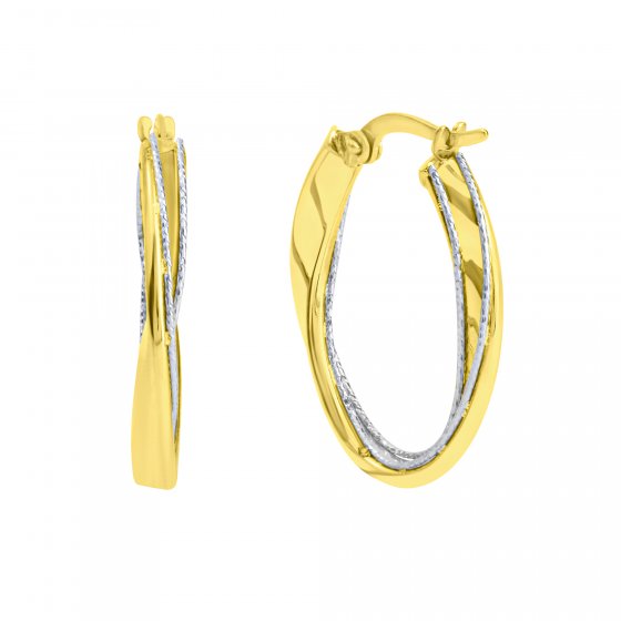 Creolen 375/- Gelbgold bicolor oval 19 mm 