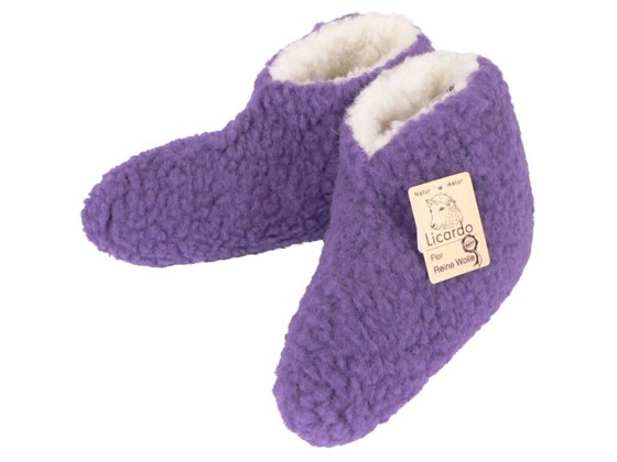 Bettschuhe Wolle farbig lila - 38/39 linke 